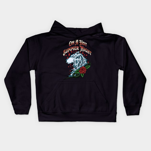 Hot Summer Night - Wolf & Rose Kids Hoodie by RockReflections